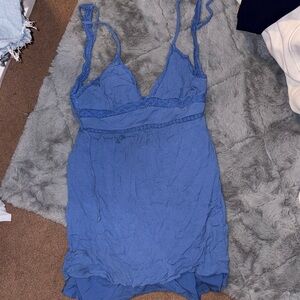 Blue Lace Trim Dress